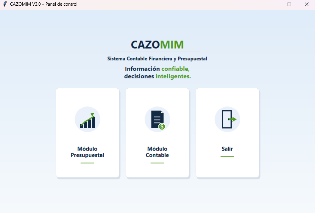 CAZOMIM V3.0 – Panel de control